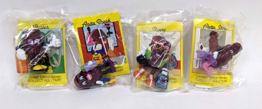 Hardees 1990s California Raisins Figures New Sealed Set Of 4 With Cards Vintage